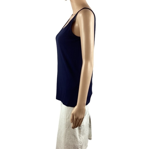 Eileen Fisher Petite Silk Tank Top Size MP Navy Blue - Picture 4 of 7